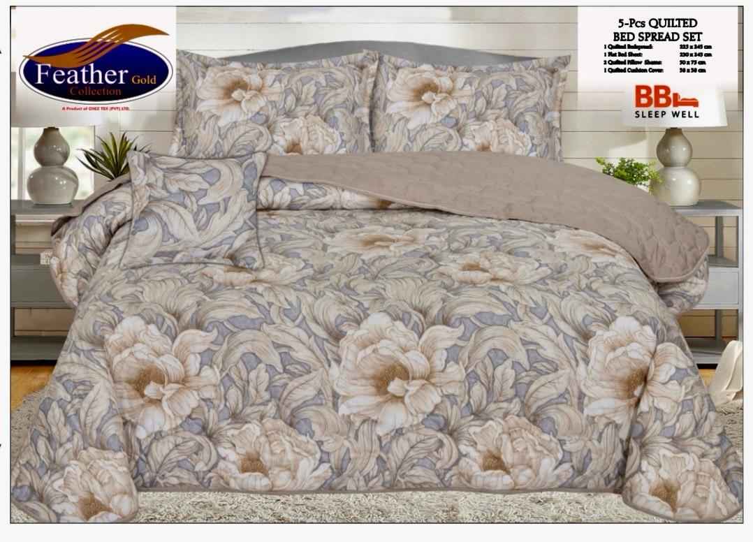 Feather _ King Size 5 Pcs Printed Quilt Set
