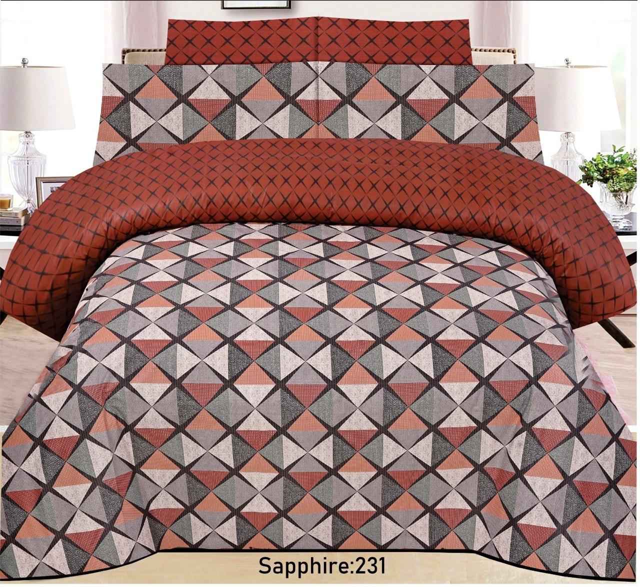 Printed Flat Bed Sheet Set_Diamond Shape - FSB Bedding