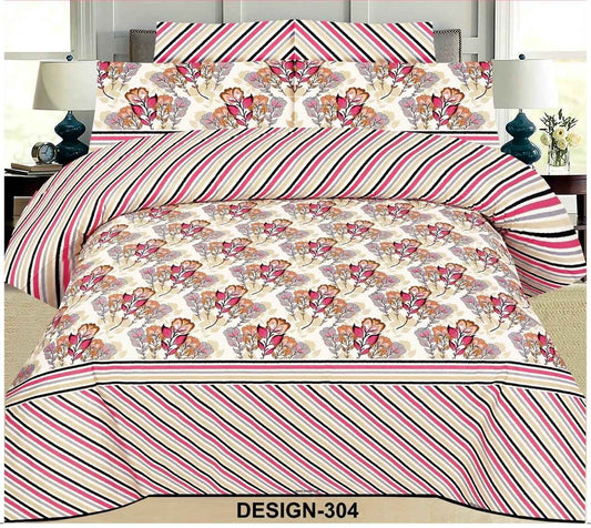 Printed Flat Bed Sheet Set_Floral and Stripe - FSB Bedding