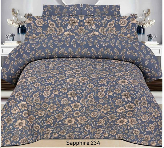 Printed Flat Bed Sheet Set_Sapphire Bloom - FSB Bedding