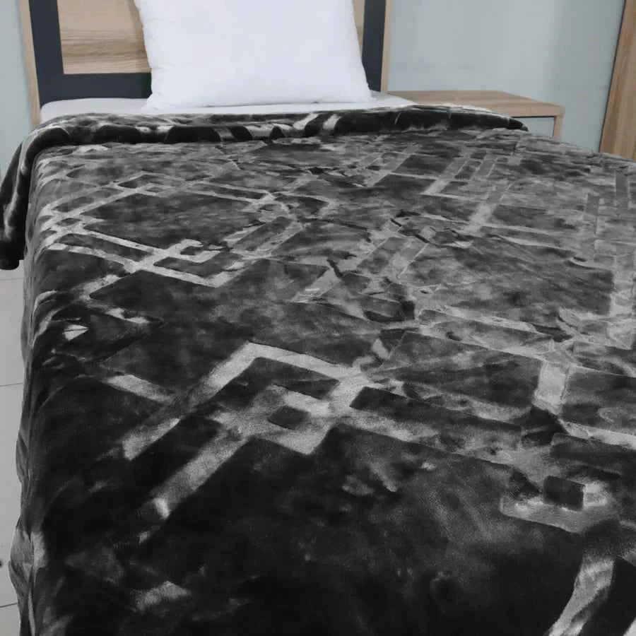 Super Sonic Cloudy Single Blanket Two Ply - Gray - FSB Bedding