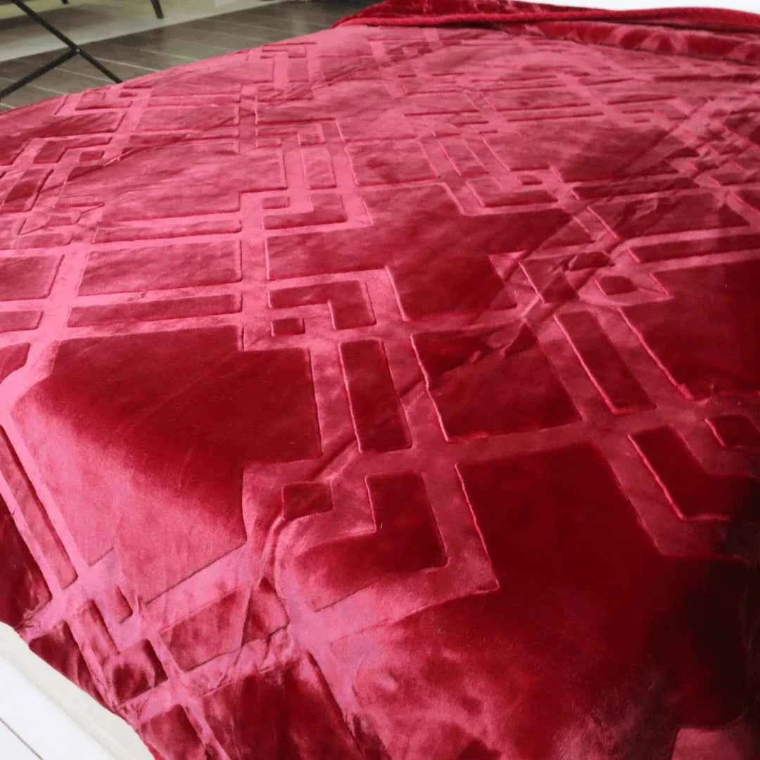 Super Sonic Cloudy Single Blanket Two Ply - Maroon - FSB Bedding