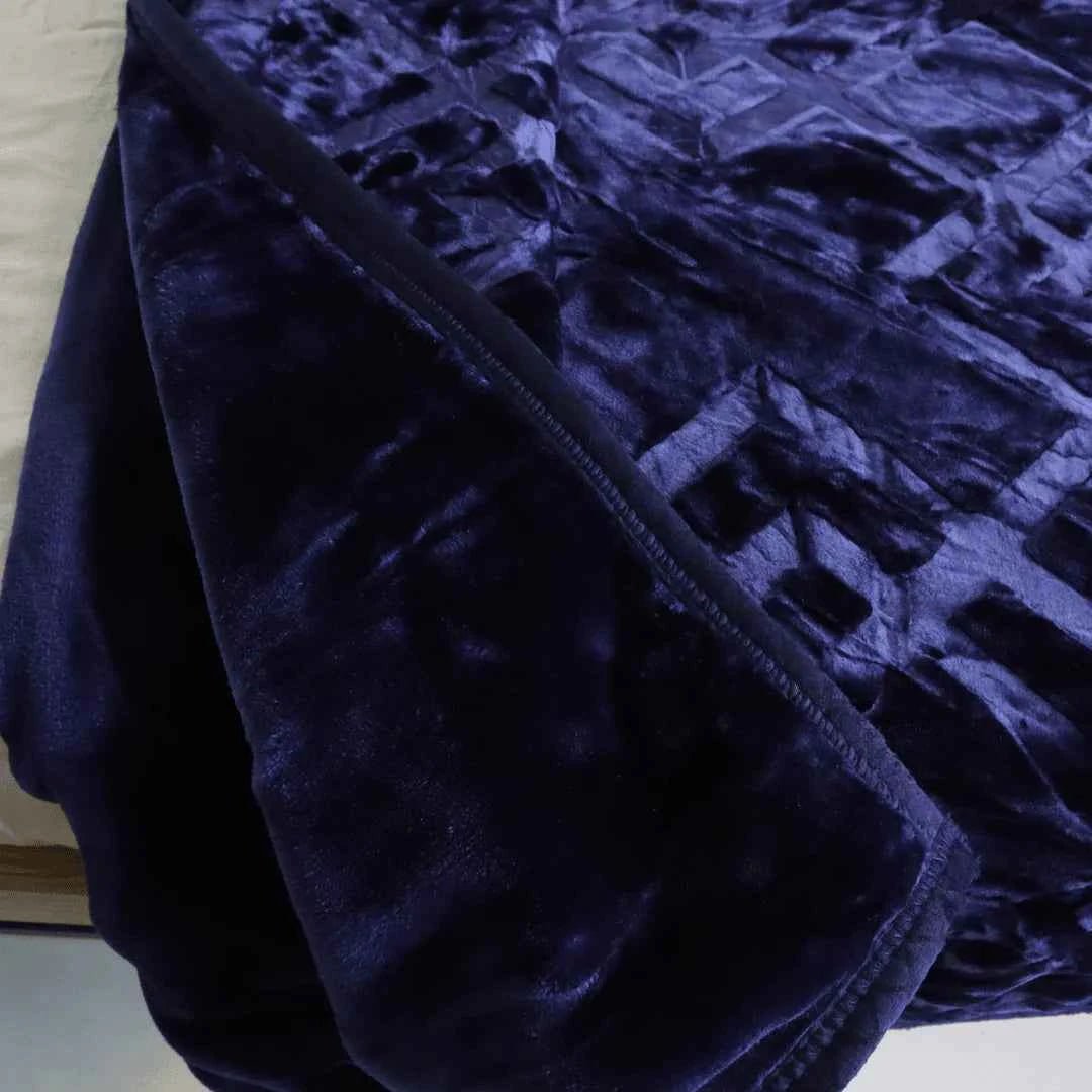 Super Sonic Cloudy Single Blanket Two Ply - Navy - FSB Bedding