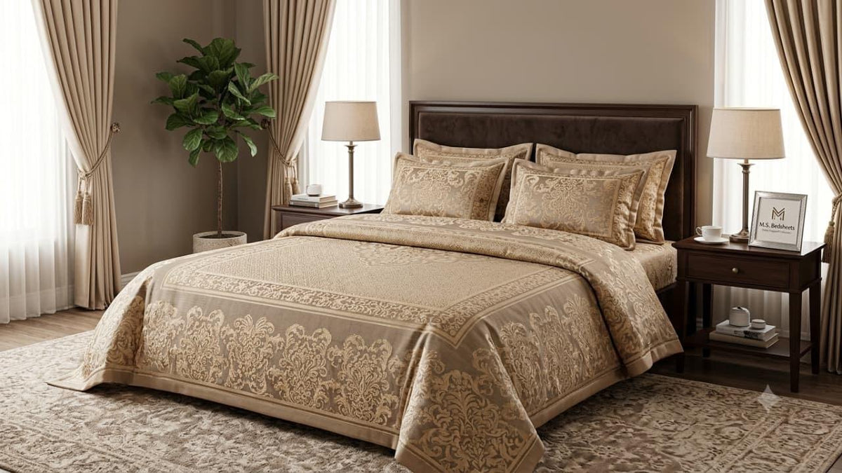 Turkish Velvet Palachi 4 Border Bedsheet Set-3 pcs