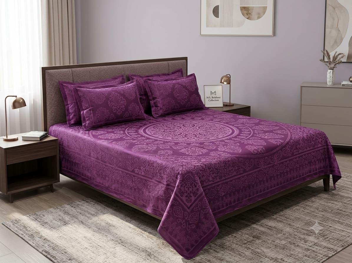 Turkish Velvet Palachi 4 Border Bedsheet Set-3 pcs