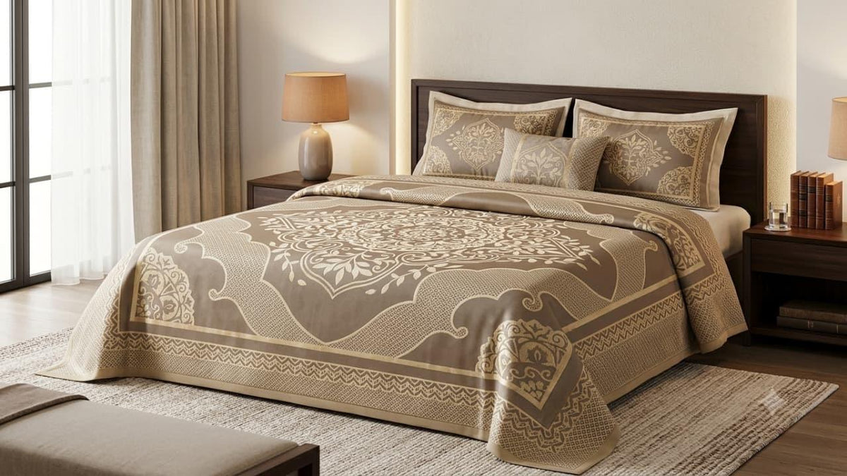 Turkish Velvet Palachi 4 Border Bedsheet Set-3 pcs