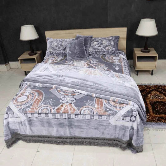 Luxury Cloudy Bridal 7 Pcs Blanket Set in Storm Cloud - FSB Bedding