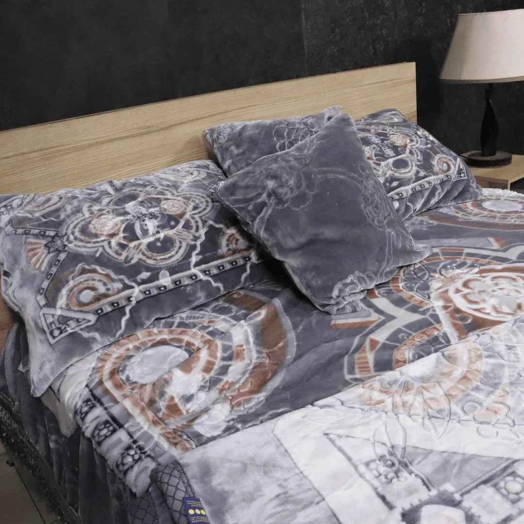 Luxury Cloudy Bridal 7 Pcs Blanket Set in Storm Cloud - FSB Bedding