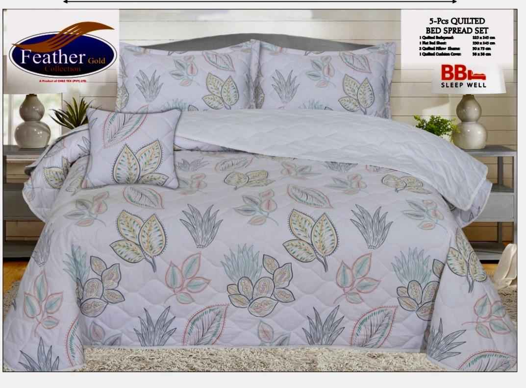 Feather _ King Size 5 Pcs Printed Quilt Set
