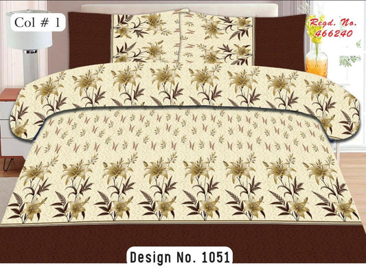 Floral lily Printed Flat Bedsheet Set. - FSB Bedding