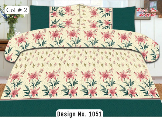 Floral lily Printed Flat Bedsheet Set. - FSB Bedding