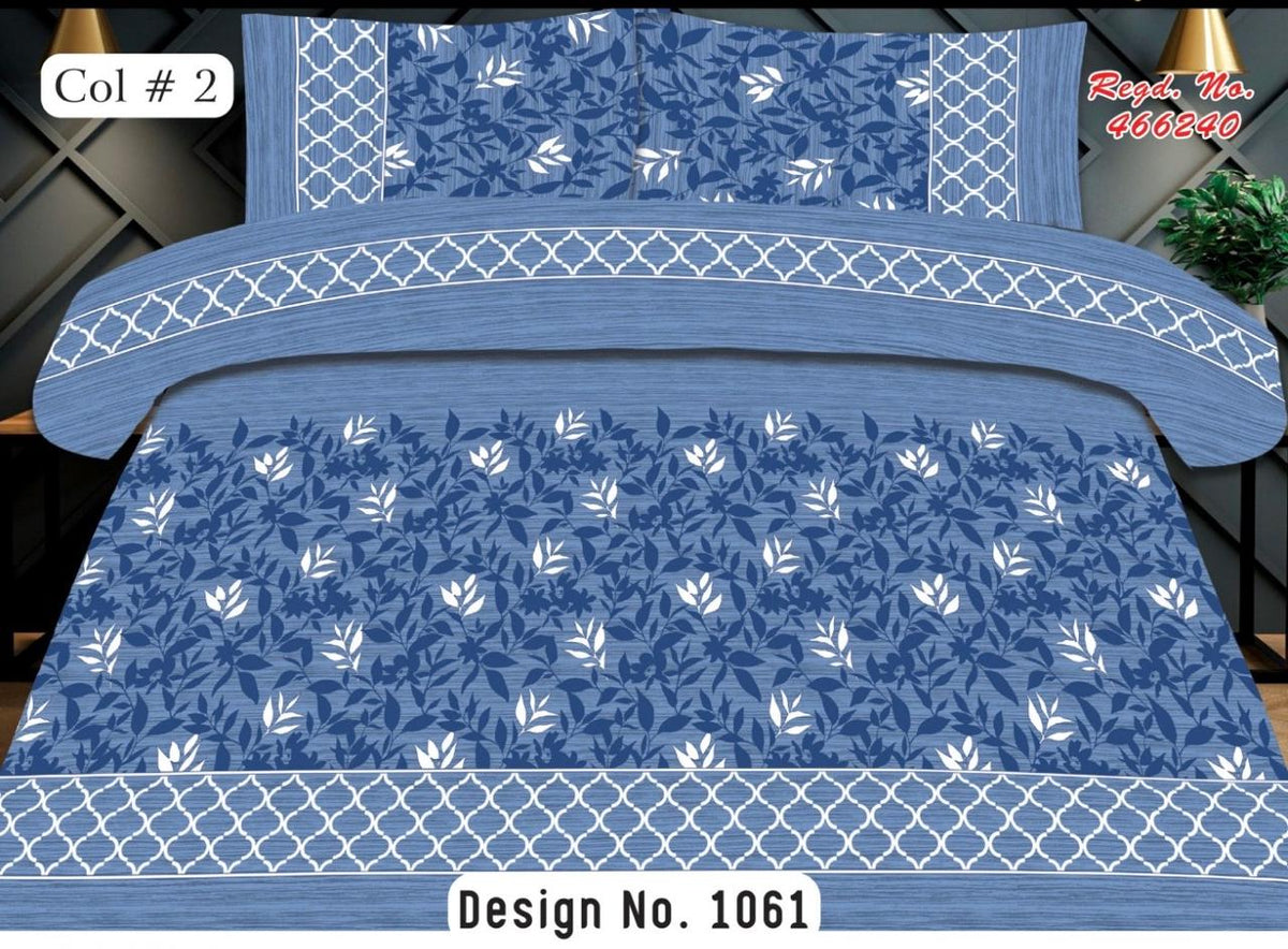 FSB Executive Cotton Printed Flat Bedsheet Set – Design 1061 (Blue) - FSB Bedding