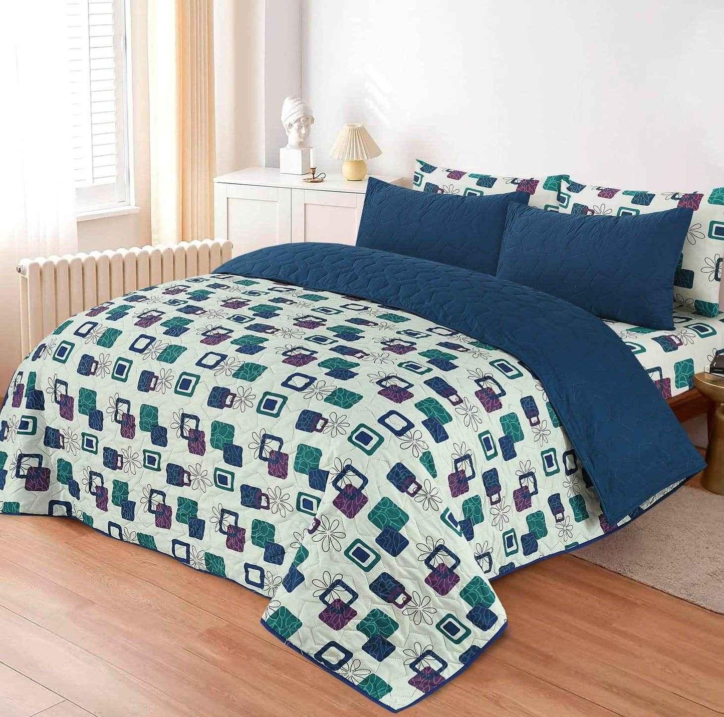 King Size 6 Pcs Printed Comforter Sets - FSB Bedding