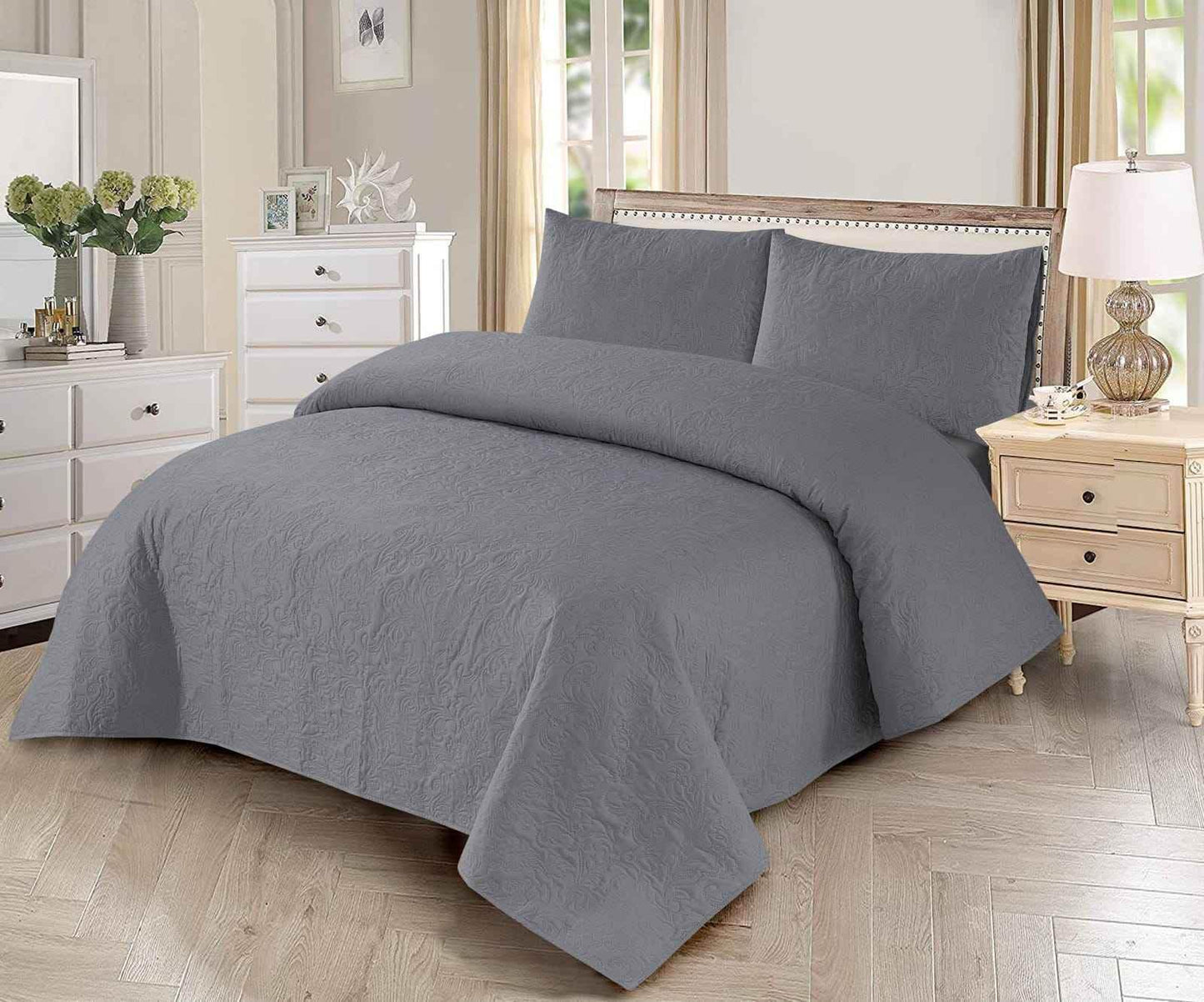 King Size Luxury Bedspread Set -3-Piece Elegant Bedroom Decor - FSB Bedding