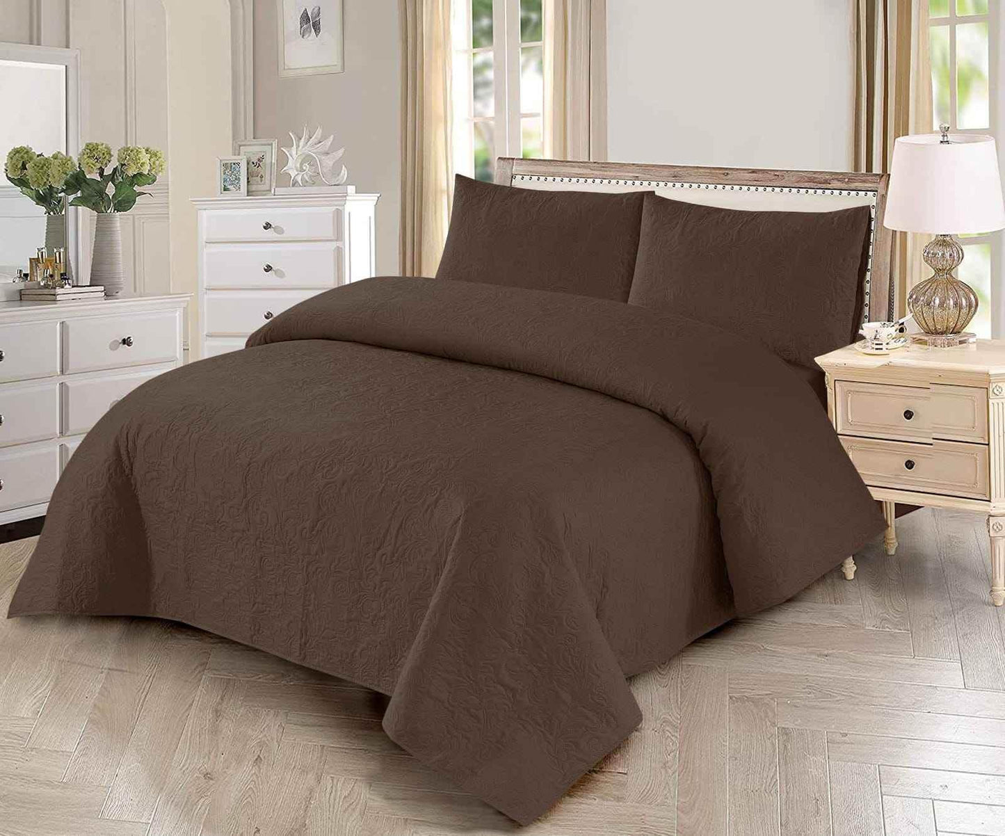 King Size Luxury Bedspread Set -3-Piece Elegant Bedroom Decor - FSB Bedding