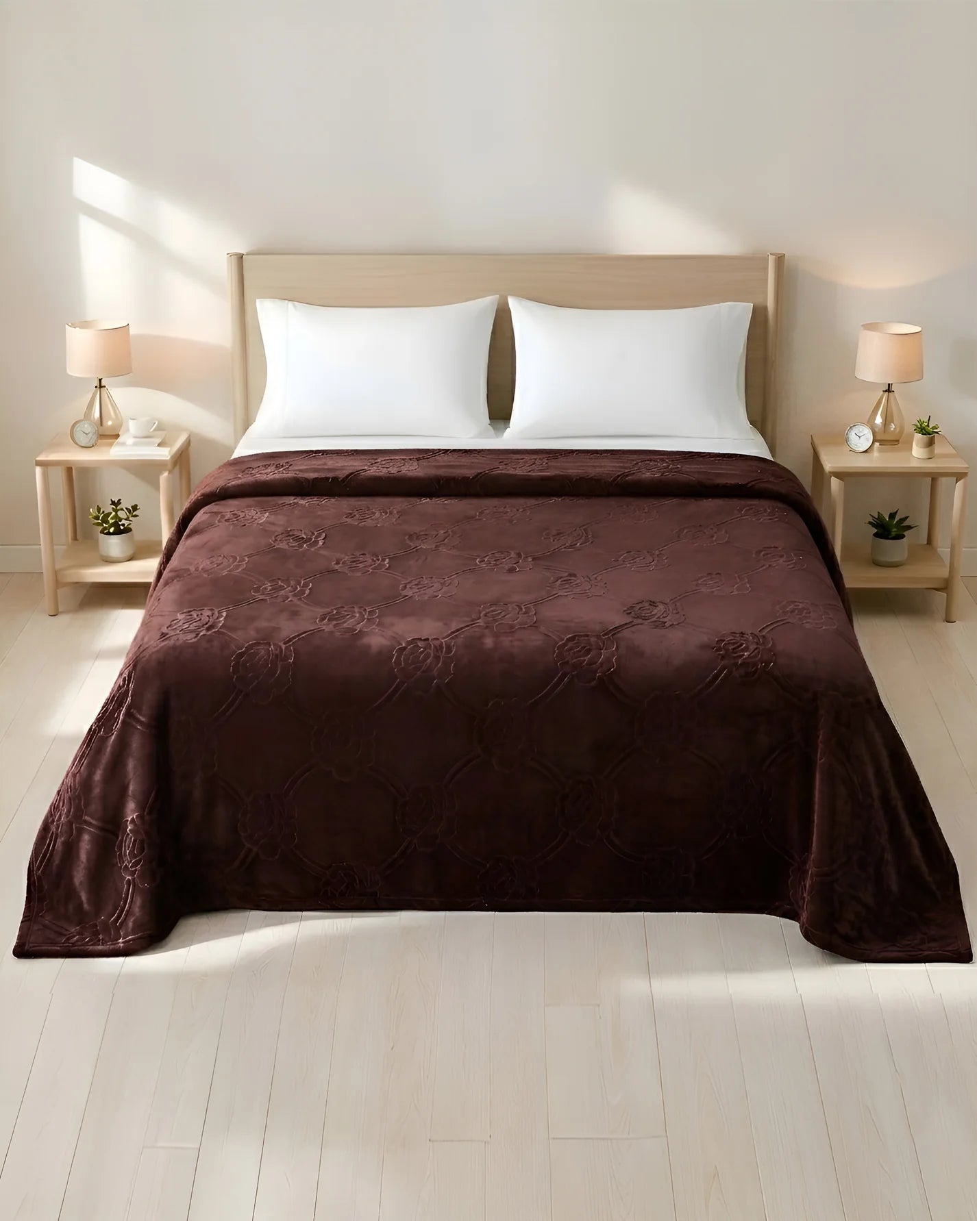 Mansion Flannel Blanket King Size - Brown - FSB Bedding