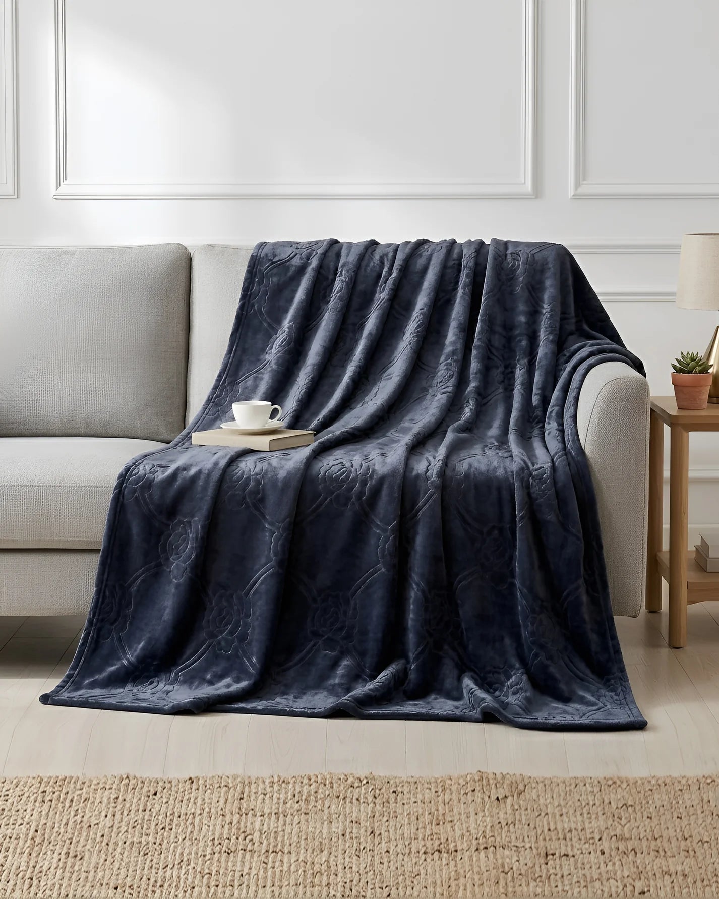 Mansion Flannel Blanket King Size - Grey - FSB Bedding