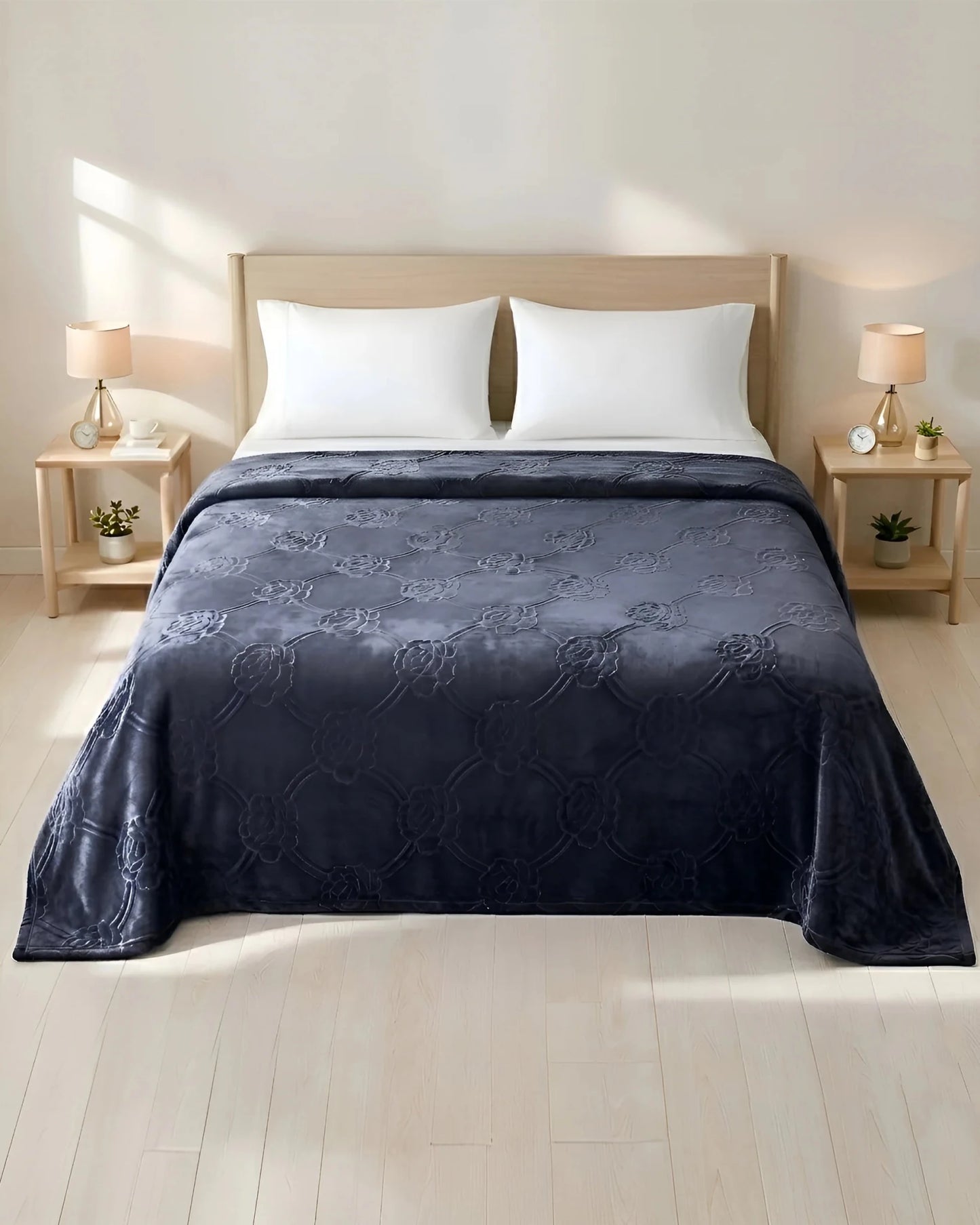 Mansion Flannel Blanket King Size - Grey - FSB Bedding