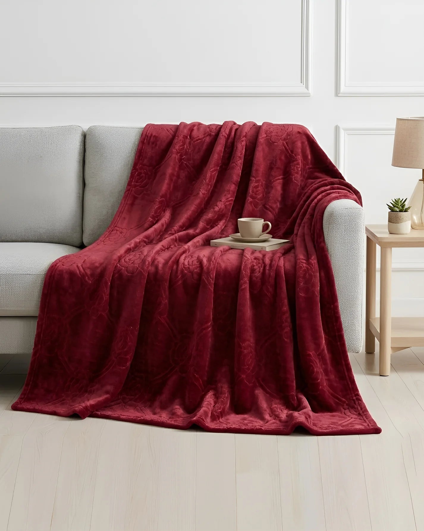 Mansion Flannel Blanket King Size - Maroon - FSB Bedding