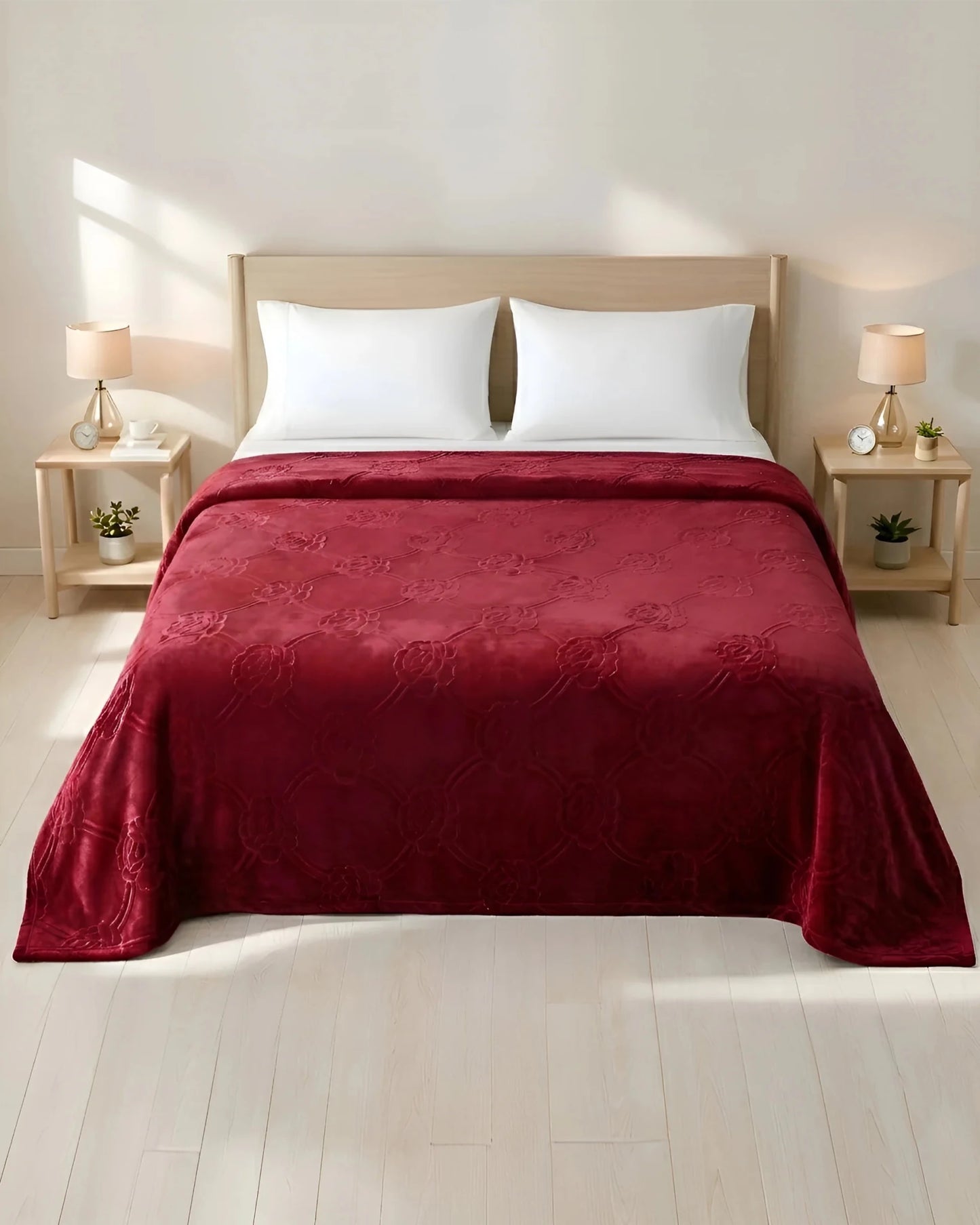 Mansion Flannel Blanket King Size - Maroon - FSB Bedding