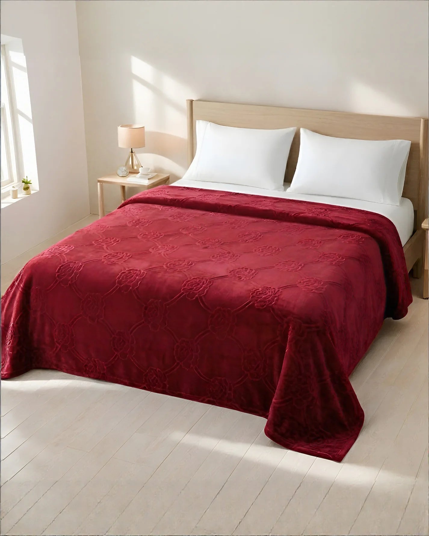 Mansion Flannel Blanket King Size - Maroon - FSB Bedding