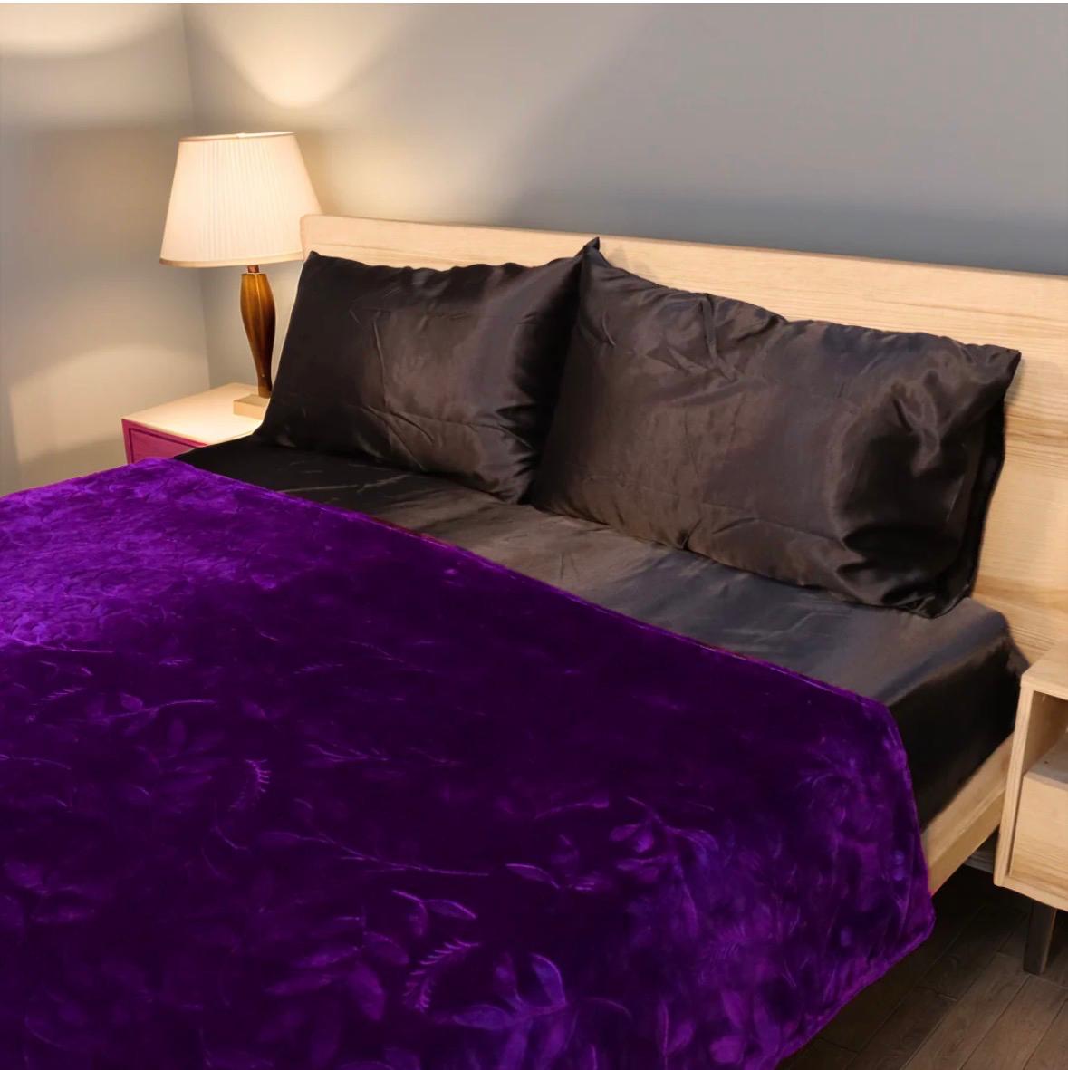 Mansion Flannel Blanket King Size - Regal Purple - FSB Bedding