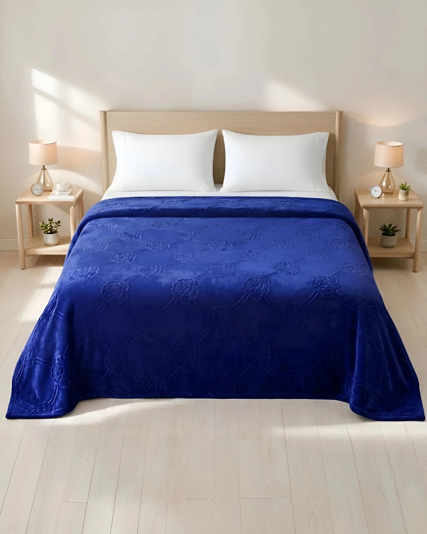 Mansion Flannel Blanket King Size - Royal Blue - FSB Bedding