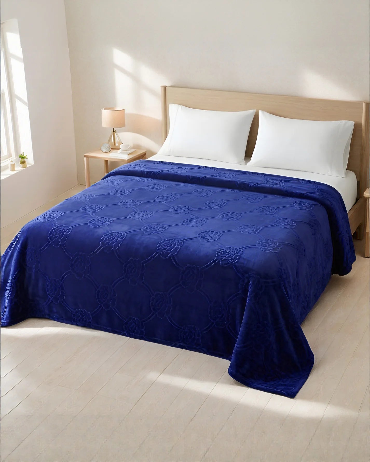 Mansion Flannel Blanket King Size - Royal Blue - FSB Bedding