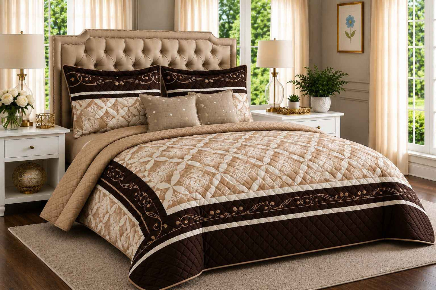 FSB-King size 5 Pcs Printed Bedspread