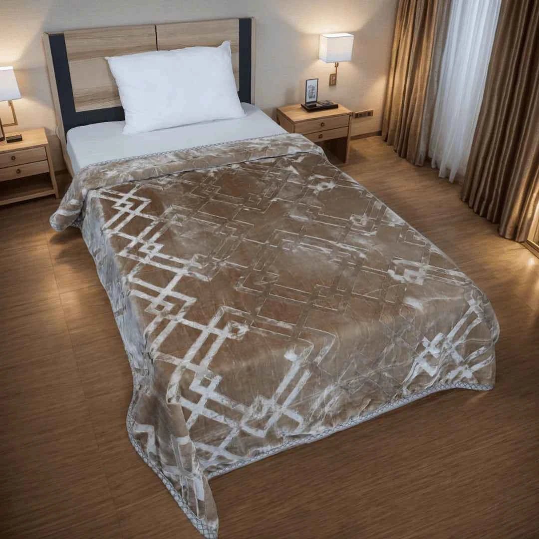 Super Sonic Cloudy Single Blanket Two Ply - Fawn - FSB Bedding