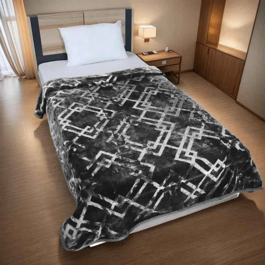 Super Sonic Cloudy Single Blanket Two Ply - Gray - FSB Bedding