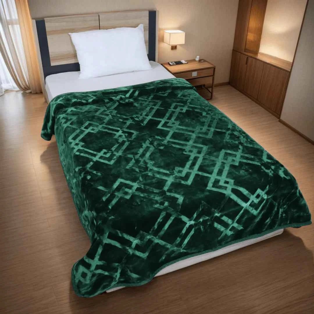 Super Sonic Cloudy Single Blanket Two Ply - Green - FSB Bedding