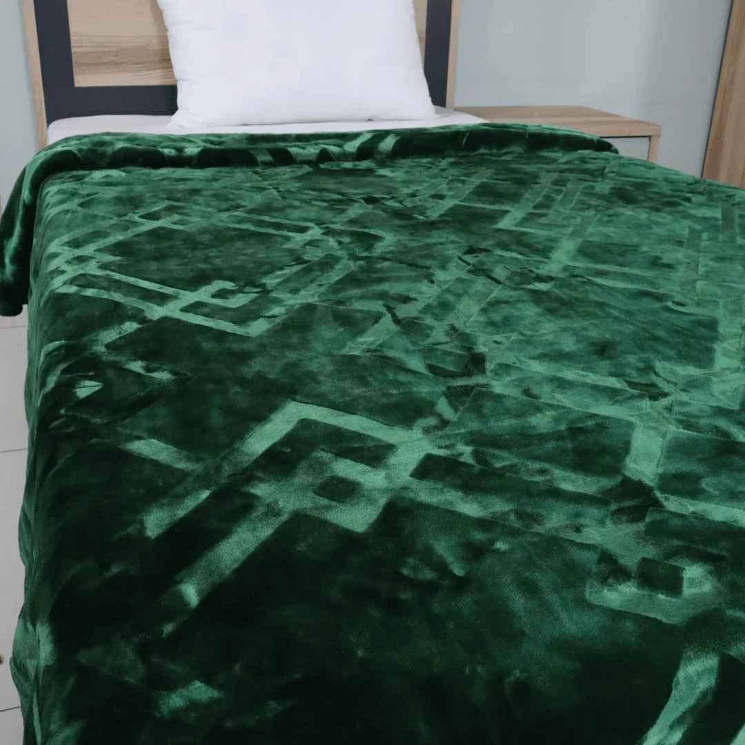 Super Sonic Cloudy Single Blanket Two Ply - Green - FSB Bedding
