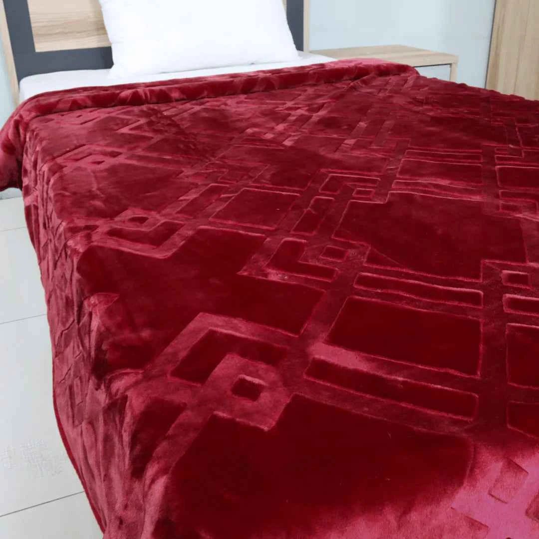 Super Sonic Cloudy Single Blanket Two Ply - Maroon - FSB Bedding