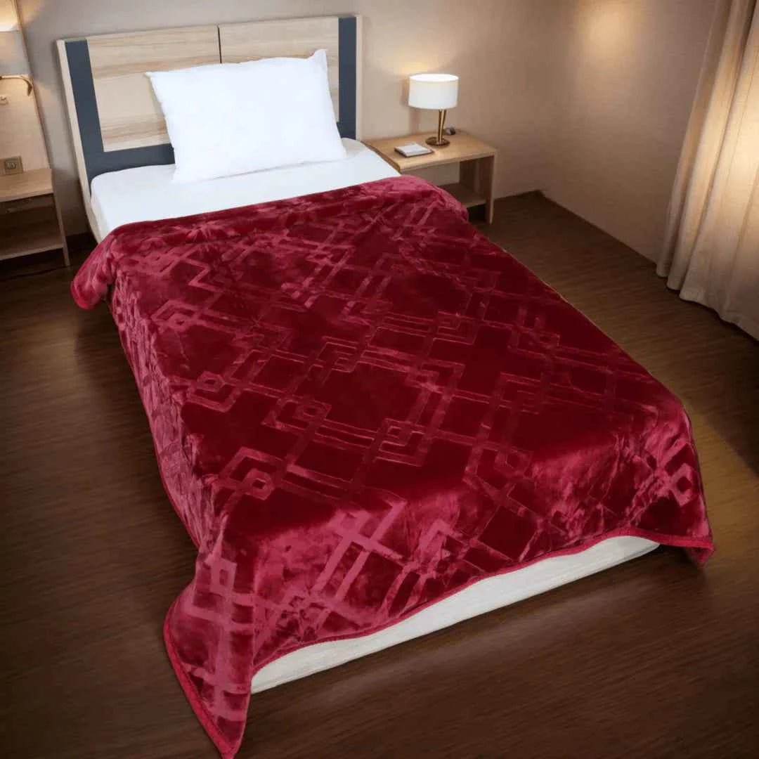 Super Sonic Cloudy Single Blanket Two Ply - Maroon - FSB Bedding