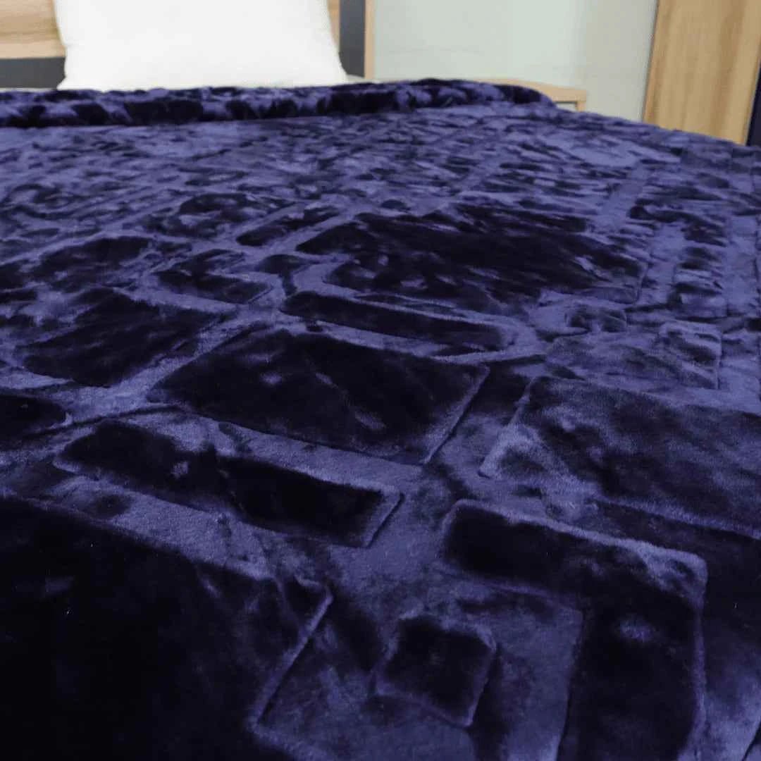 Super Sonic Cloudy Single Blanket Two Ply - Navy - FSB Bedding