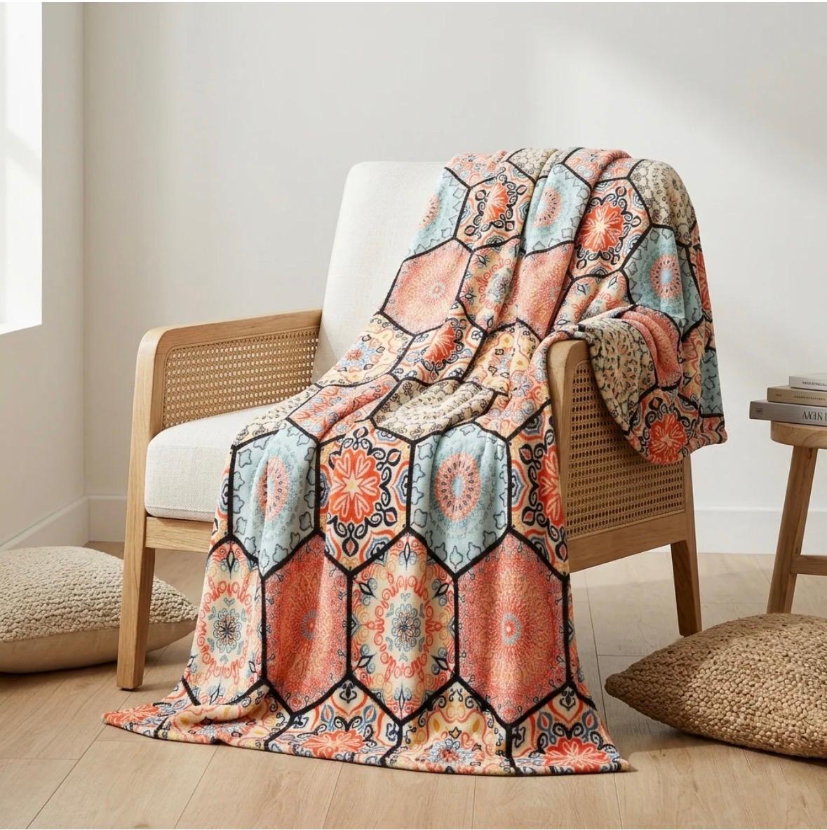 Supremo King Size Flannel Blanket - Mosaic - FSB Bedding
