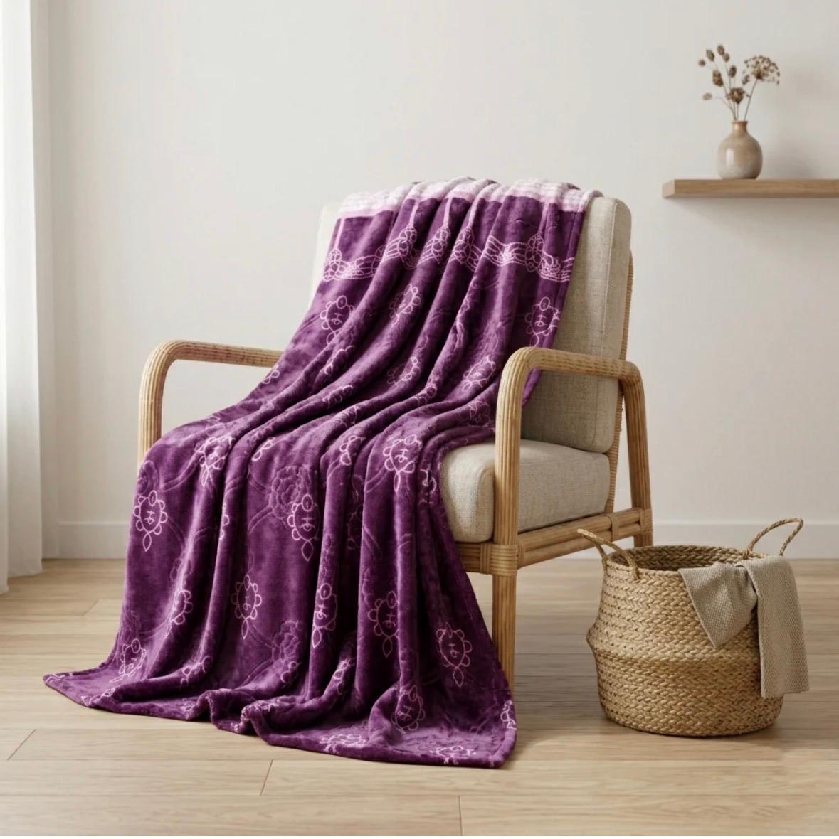 Supremo King Size Flannel Blanket - Plum - FSB Bedding