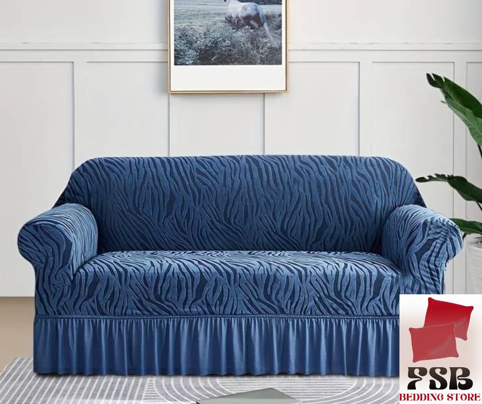 Zebra Velvet Pattern Turkish Style Sofa Cover 5 and 7 Seaters Available - FSB Bedding
